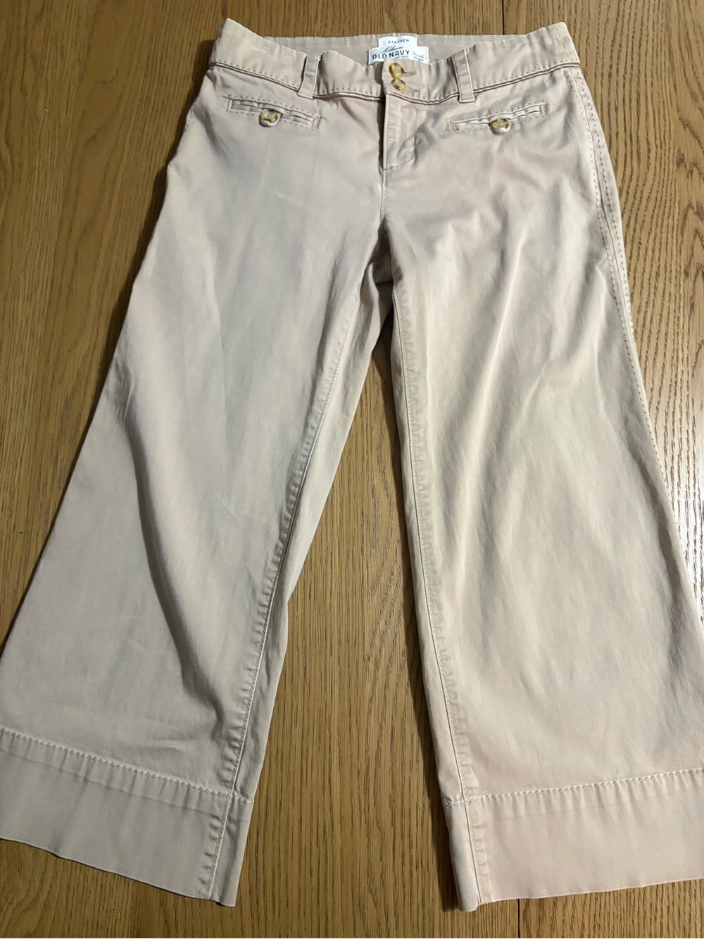 Old Navy Beige Wide-Leg Crop Jeans